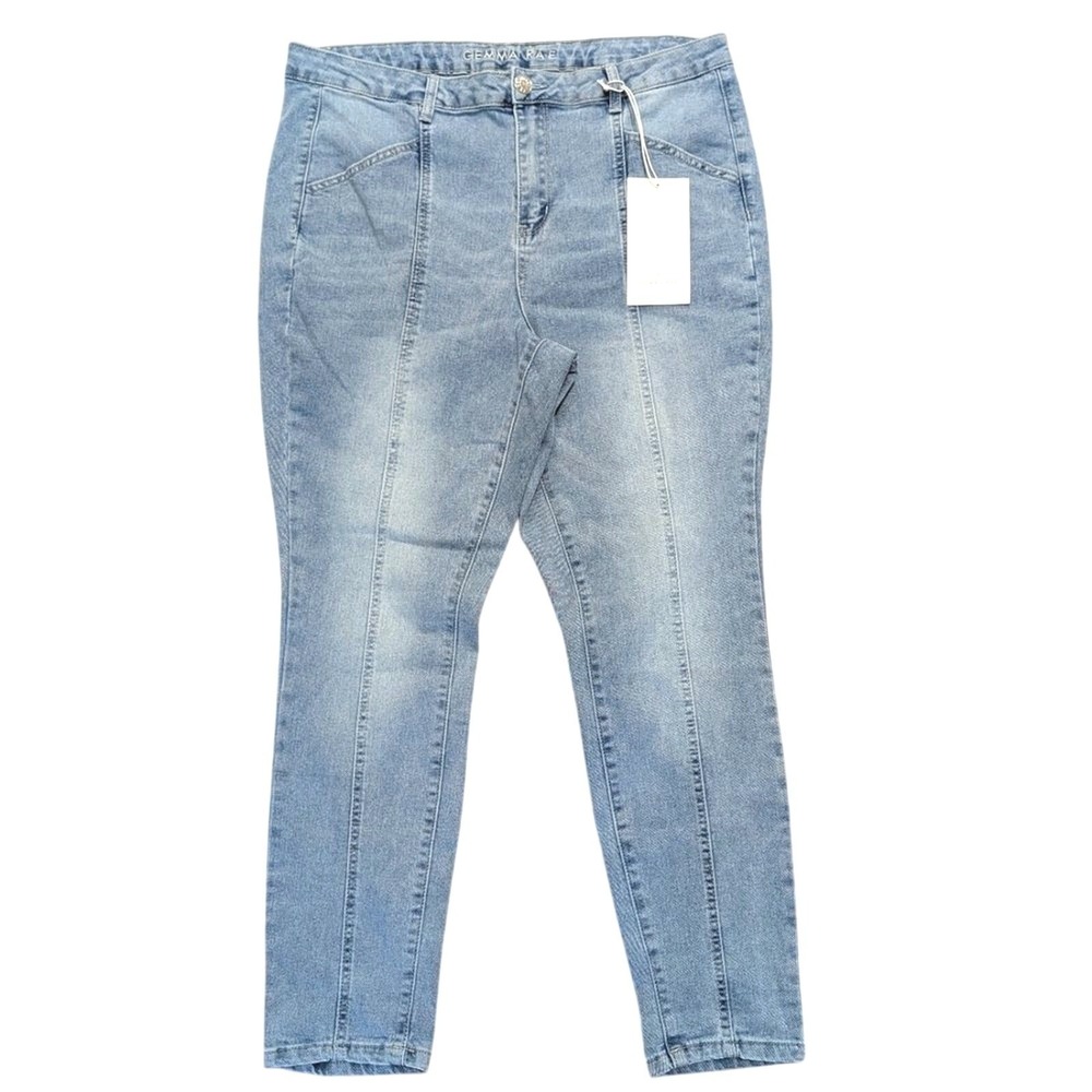Gemma Rae Jeans Plus 16w 16 1X Jeggings Skinny Leg Light Wash Denim Stretch NEW
